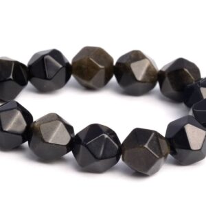 7-8mm Black Golden Obsidian Beads Star Cut Faceted Grade Aaa Genuine Natural Gemstone Loose Beads 7.5" Bulk Lot 1,3,5,10,50 (103041h-657)