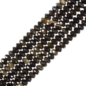 Golden Obsidian 7mm to 8mm Faceted Rondelle Spacer Loose Beads 15 Inch for Jewelry Making Beads