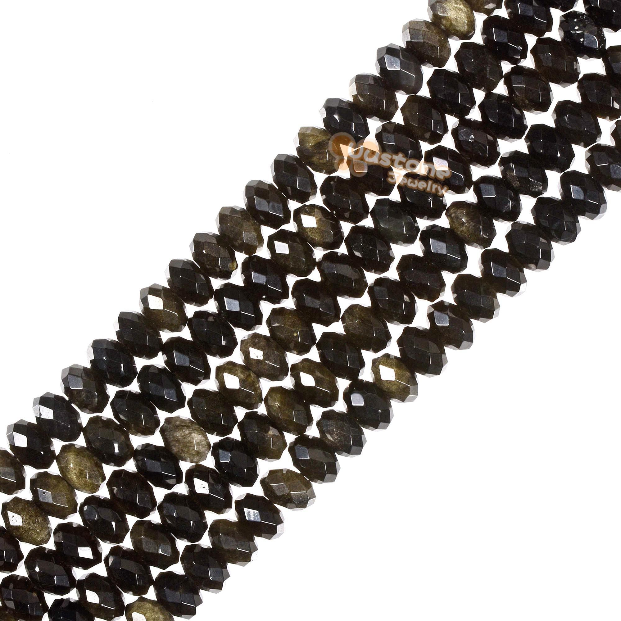 Golden Obsidian 7mm To 8mm Faceted Rondelle Spacer Loose Beads 15 Inch For Jewelry Making Beads