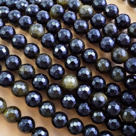 Golden Obsidian Beads(round)(faceted)(4mm)(6mm)(8mm)(10mm)(16"strand)