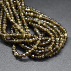 Golden Sheen Obsidian Faceted Rondelle Spacer Beads - 3mm X 2mm - 15" Strand, For Jewellery Making