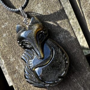 Golden Obsidian Fox Healing Stone Necklace!