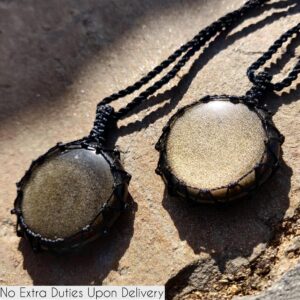 Gold Sheen Obsidian Jewelry- Sun Necklace Set, Couple Gifts, Valentine Gift, Matching Couple Necklaces, Relationship Gifts, Anniversary Gift