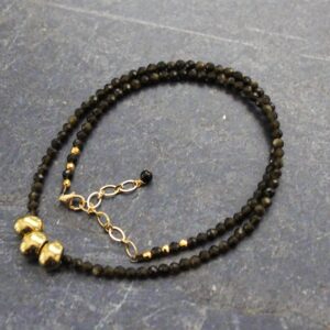 Gold Teardrop Golden Obsidian Necklace: 14K Gold Filled Clasp