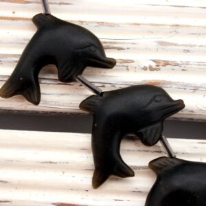Matte Golden Obsidian Dolphin beads handmade 32-37mm(ETB01178) Unique jewelry/Vintage jewelry/Gemstone necklace