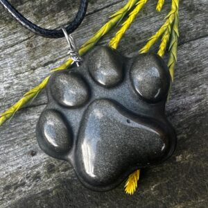 Golden Obsidian Paw Healing Stone Necklace with Positive Healing Energy!