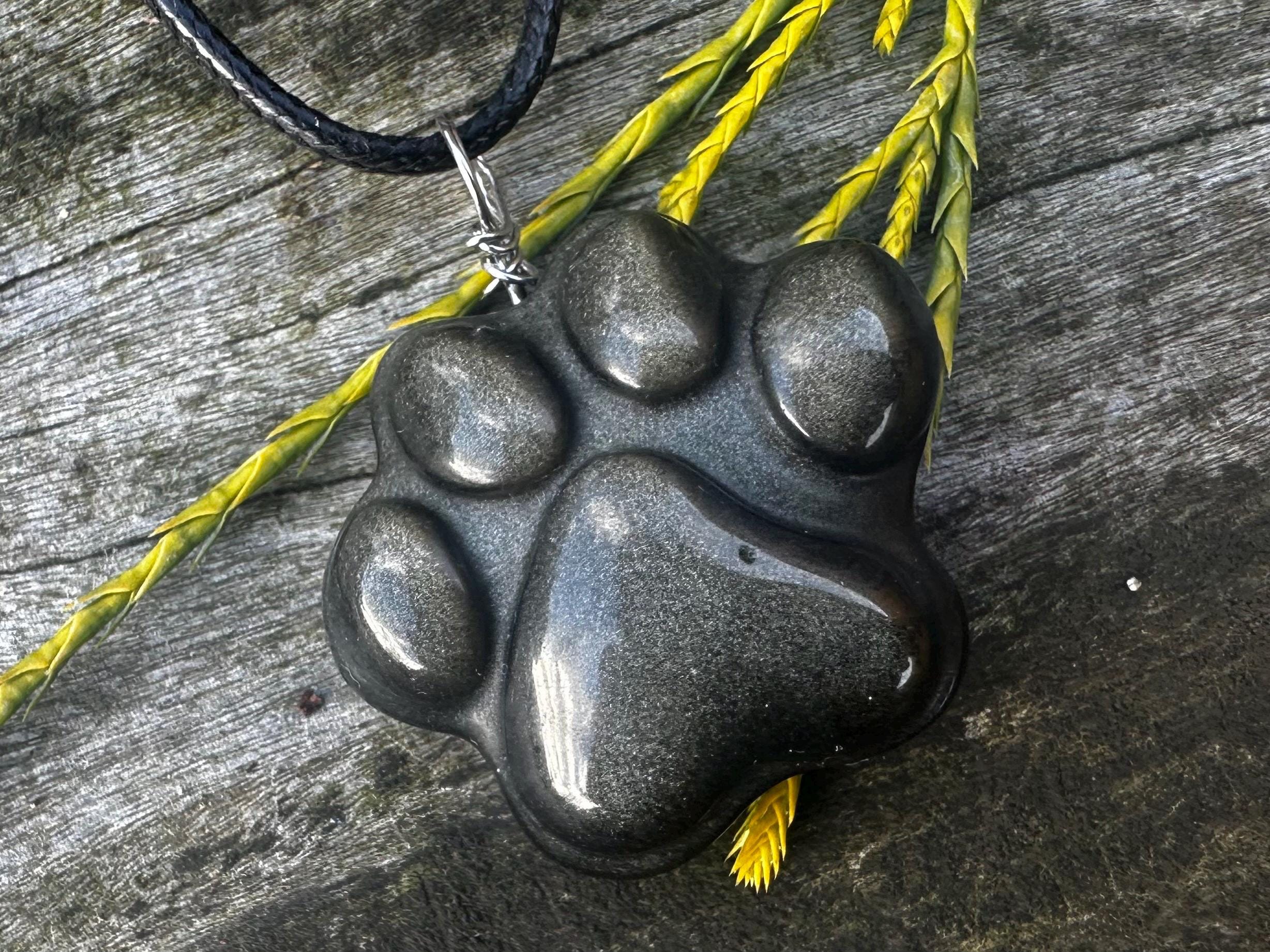 Golden Obsidian Paw Healing Stone Necklace With Positive Healing Energy!