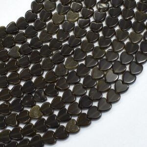 Golden Obsidian, 6mm Heart Beads, 15 Inch (239040001)