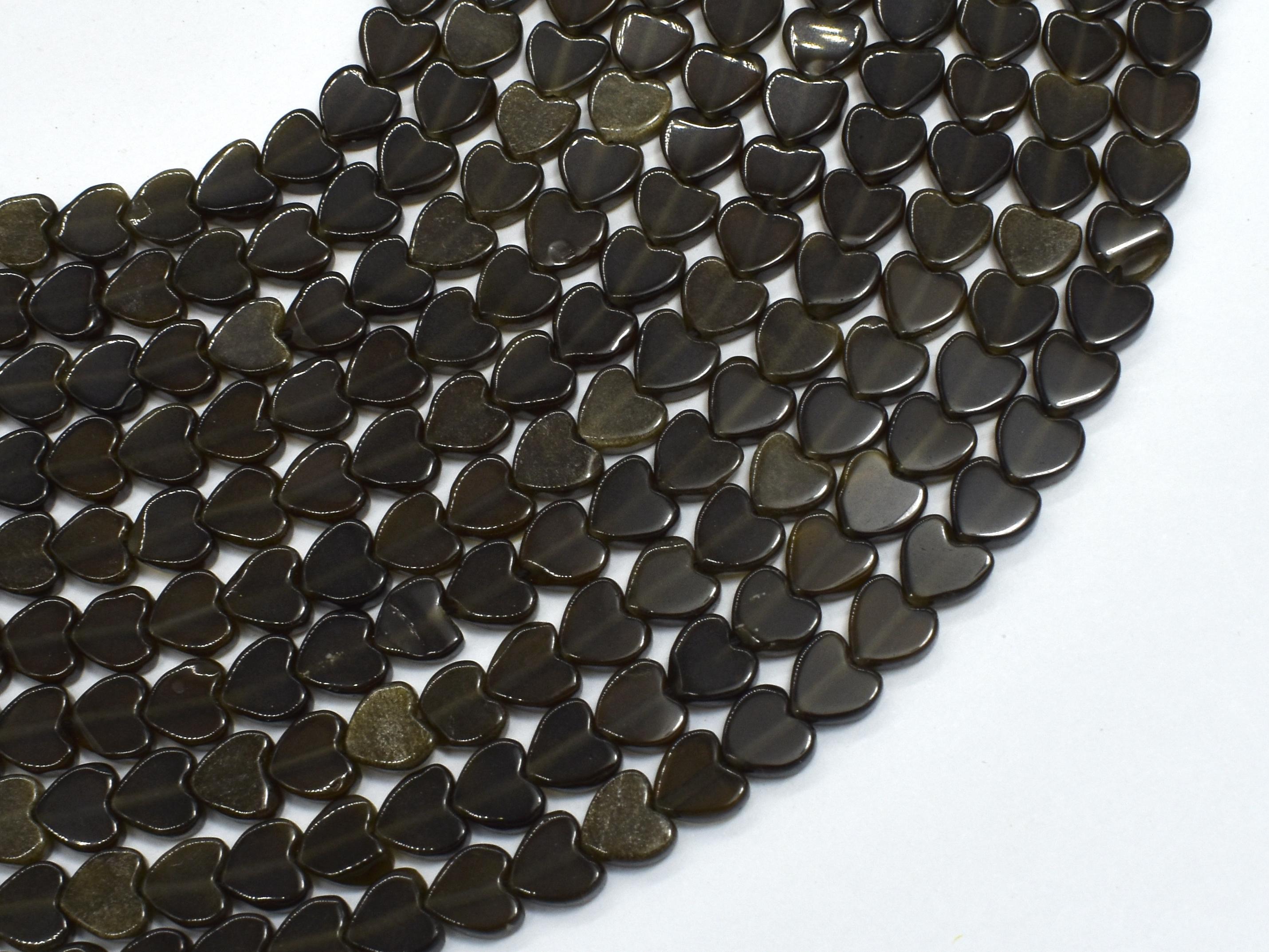 Golden Obsidian, 6mm Heart Beads, 15 Inch (239040001)