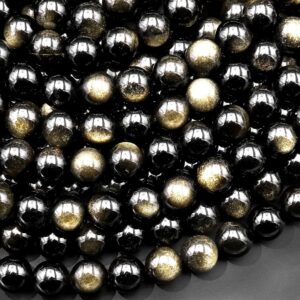 Aaa Natural Golden Obsidian Beads 8mm 15.5" Strand