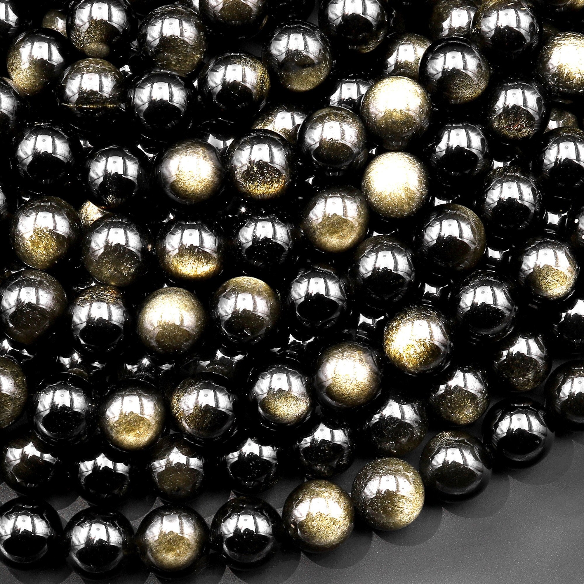 Aaa Natural Golden Obsidian Beads 8mm 15.5" Strand Aaa Natural Golden Obsidian Beads 8mm 15.5" Strand