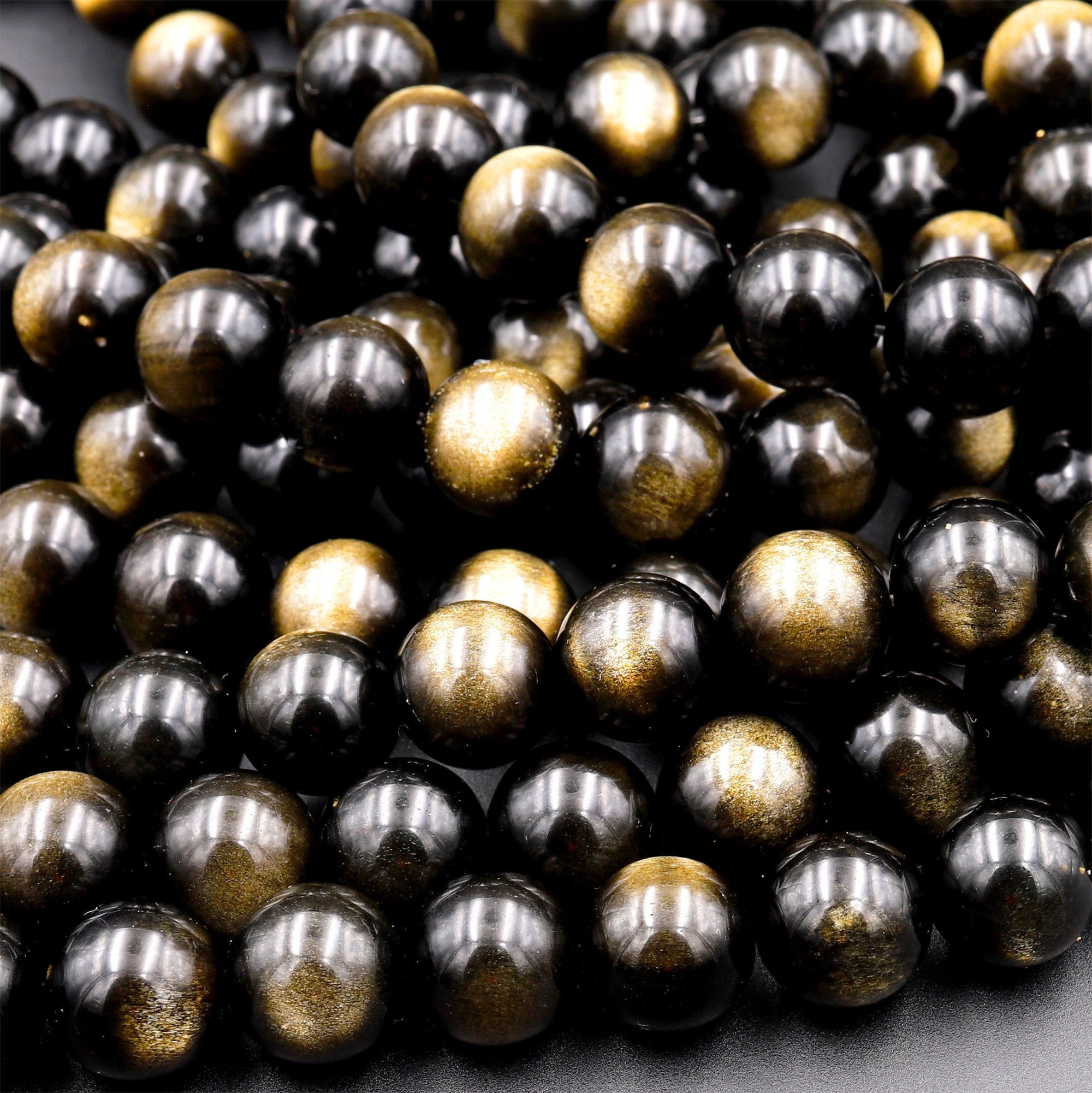 Aaa Natural Golden Obsidian Beads 4mm 6mm 8mm 10mm Highest Quality 15.5" Strand Aaa Natural Golden Obsidian Beads 4mm 6mm 8mm 10mm Highest Quality 15.5" Strand