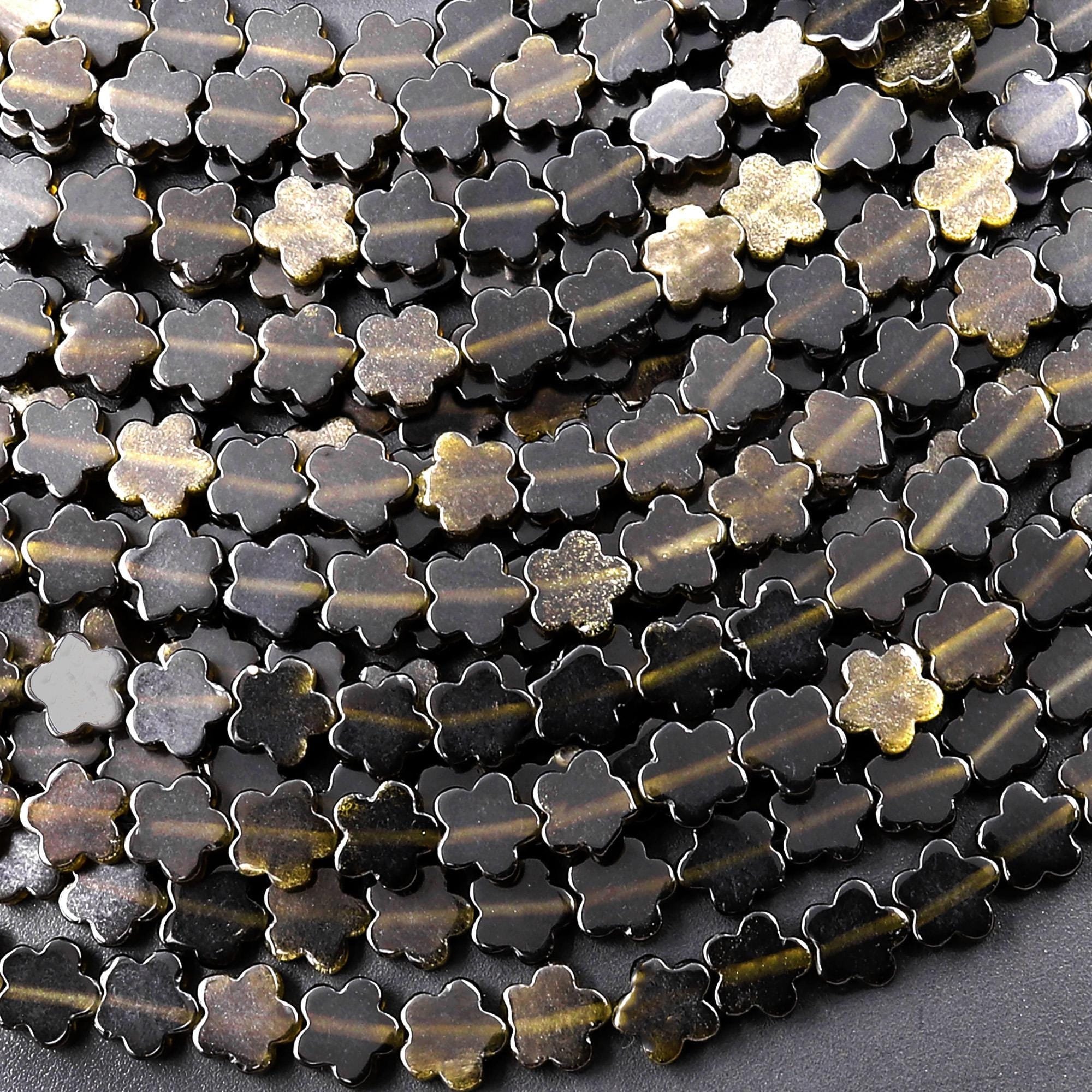 Natural Golden Obsidian Cherry Blossom Flower Beads 6mm Carved Gemstone 15.5" Strand Natural Golden Obsidian Cherry Blossom Flower Beads 6mm Carved Gemstone 15.5" Strand