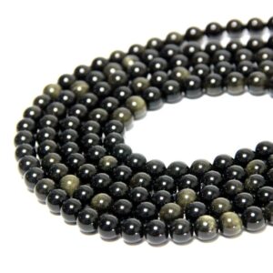 Natural Golden Obsidian Beads 6mm 8mm 10mm A Quality, Black Obsidian Japser Beads, Genuine Dragon Glass Gmestone, Game of Thrones Jewelry