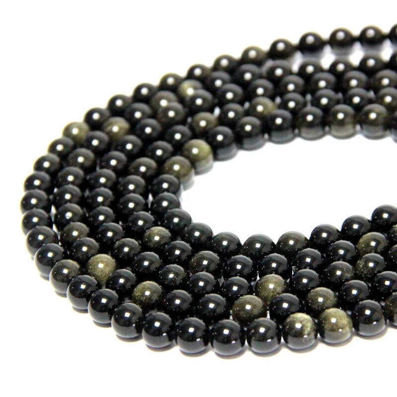 Natural Golden Obsidian Beads 6mm 8mm 10mm A Quality, Black Obsidian Japser Beads, Genuine Dragon Glass Gmestone, Game Of Thrones Jewelry