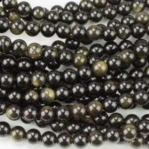 Natural Golden Obsidian Smooth Beads 4mm 6mm 8mm 10mm AAA High Quality 15.5" Strand Gemstone Beads
