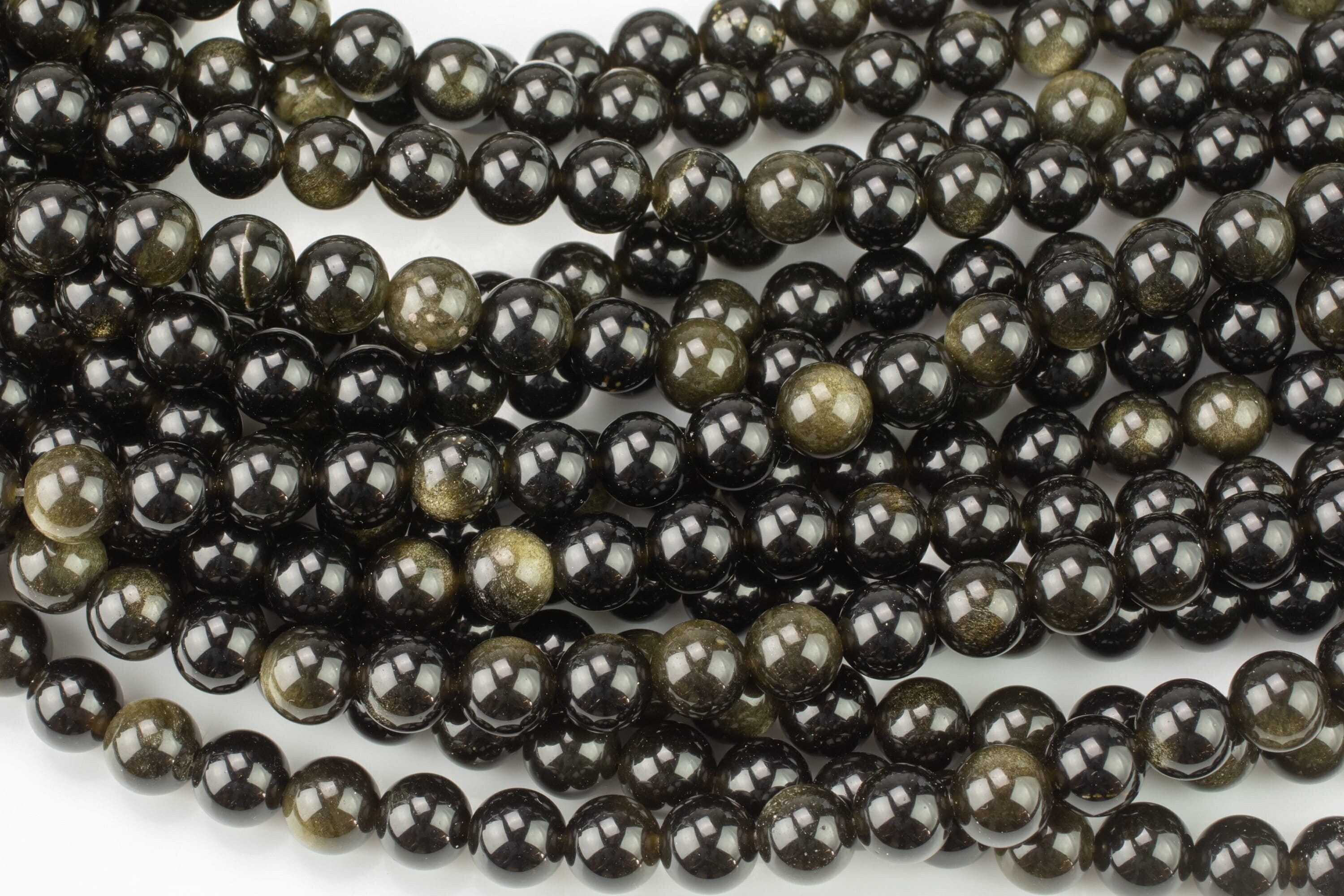Natural Golden Obsidian Smooth Beads 4mm 6mm 8mm 10mm Aaa High Quality 15.5" Strand Gemstone Beads