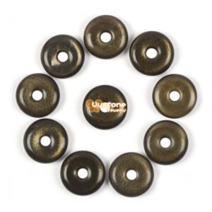 20mm Natural Golden Obsidian donut focal pendant bead jewelry making