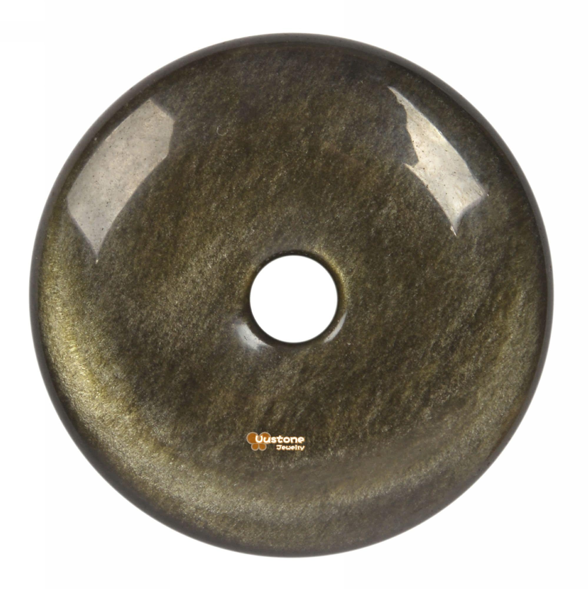 40mm Golden Obsidian Donut Focal Pendant Bead
