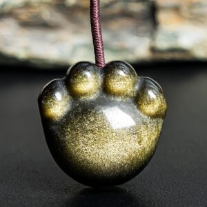 5 Pcs Aa Grade Golden Obsidian Cat's Paw Pendant Natural Gemstone Jewelry Making Charms