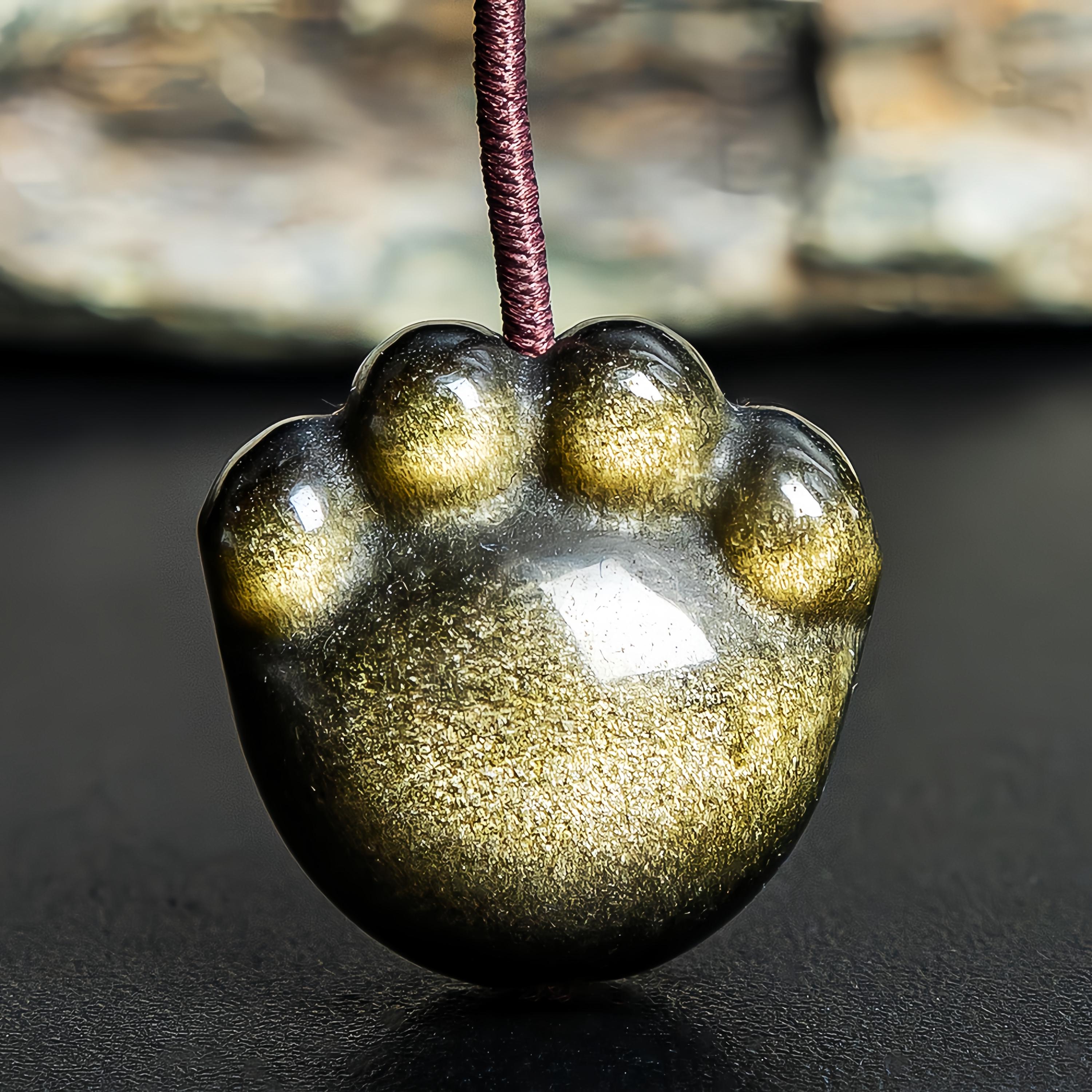 5 Pcs Aa Grade Golden Obsidian Cat's Paw Pendant Natural Gemstone Jewelry Making Charms