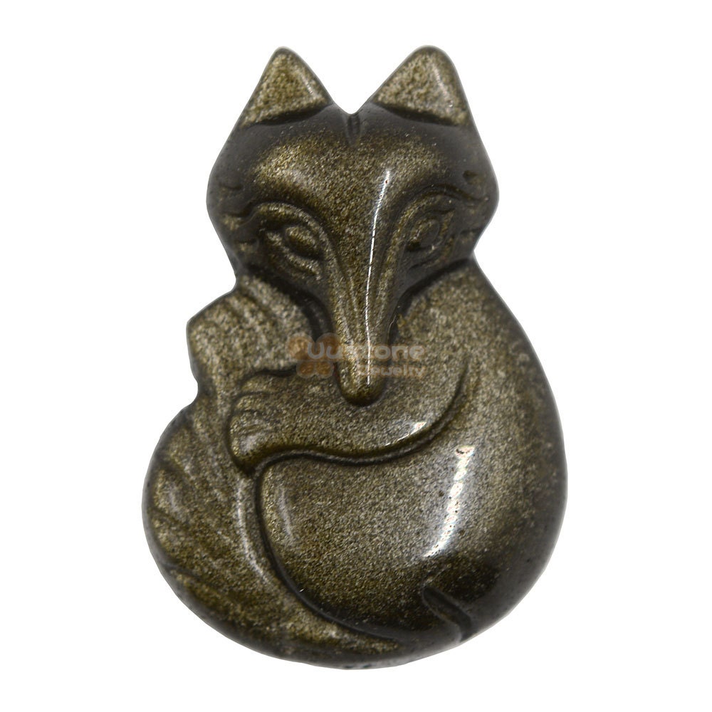G1827 Natural Golden Obsidian Fox Pendant Focal Bead 38mm G1827 Natural Golden Obsidian Fox Pendant Focal Bead 38mm