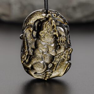 Genuine Natural Golden Obsidian Tiger Pendant Grade Aaa Gemstone Obsidian Pendant
