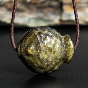 Genuine Natural Golden Obsidian Goldfish Pendant Grade Aa Gemstone Obsidian Pendant (5 Pcs)