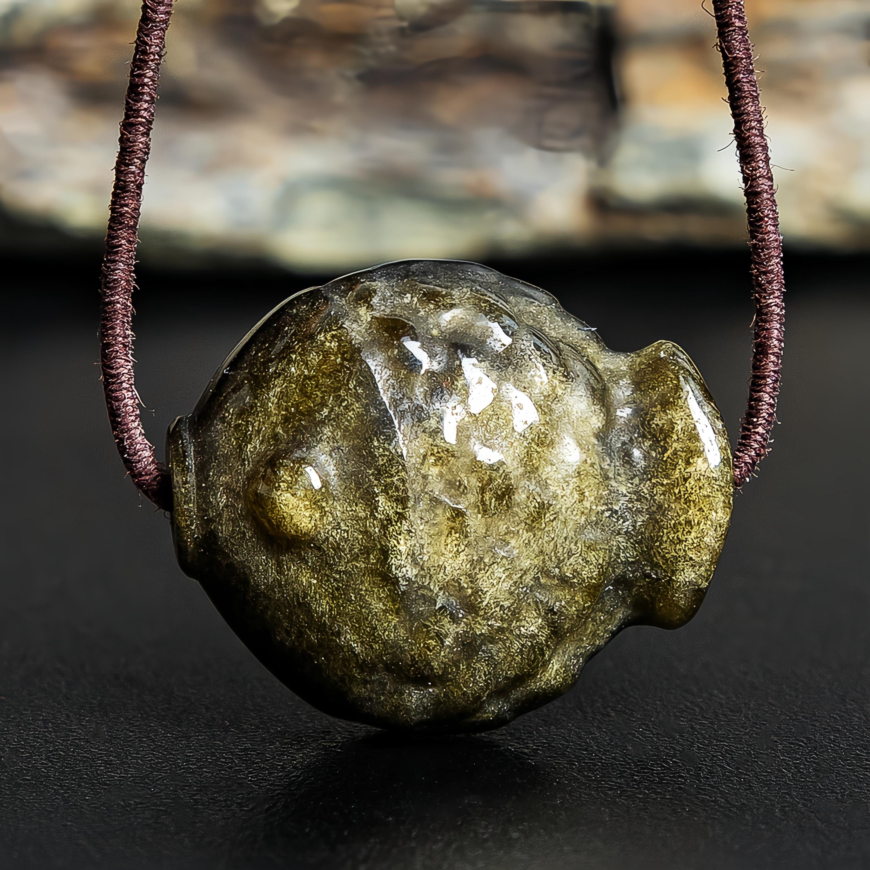 Genuine Natural Golden Obsidian Goldfish Pendant Grade Aa Gemstone Obsidian Pendant (5 Pcs)
