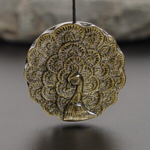 Genuine Natural Golden Obsidian Peacock Pendant Grade Aaa Gemstone Obsidian Pendant