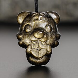 Genuine Natural Golden Obsidian Little Tiger Pendant Grade Aaa Gemstone Obsidian Pendant