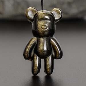 Genuine Natural Golden Obsidian Violent Bear Pendant Grade Aaa Gemstone Obsidian Pendant