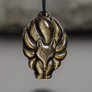 Genuine Natural Golden Obsidian Nine-tailed Fox Pendant Grade Aaa Gemstone Obsidian Pendant