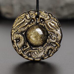 Genuine Natural Golden Obsidian Loyal Chinese Dragon Pendant Grade Aaa Gemstone Obsidian Pendant