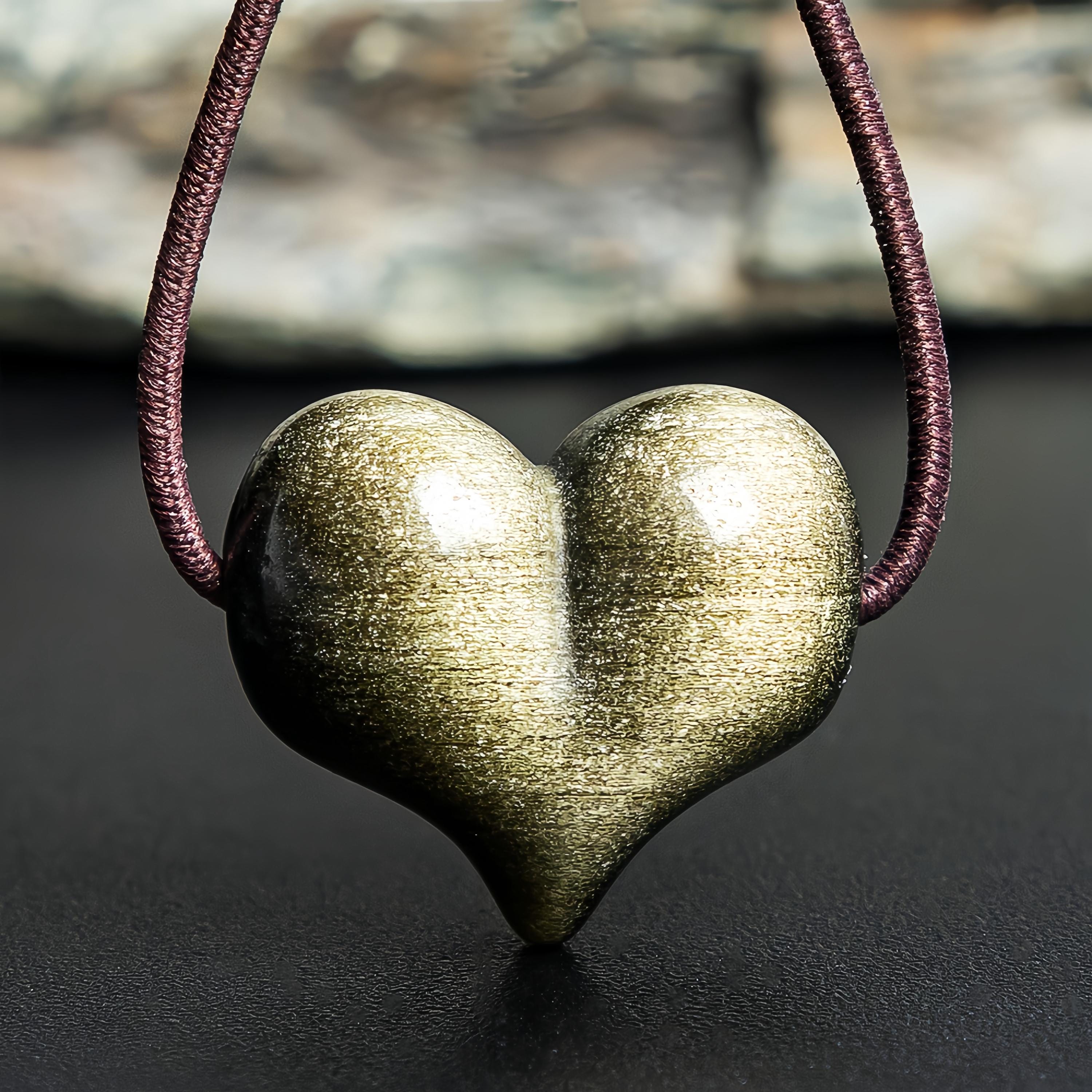 Genuine Natural Golden Obsidian Peach Pendant Grade Aa Gemstone Obsidian Pendant (5 Pcs)