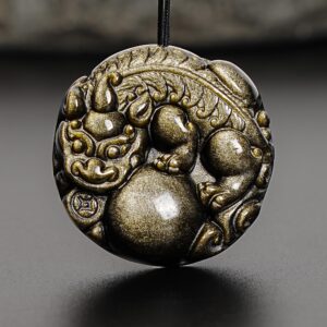 Genuine Natural Golden Obsidian Pi Xiu Pendant Grade Aaa Gemstone Obsidian Pendant