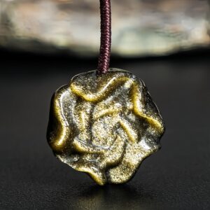 Genuine Natural Golden Obsidian Rose Pendant Grade Aa Gemstone Obsidian Pendant (5 Pcs)