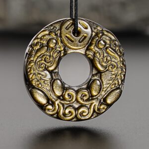 Genuine Natural Golden Obsidian Peace Knot Pendant Grade Aaa Gemstone Obsidian Pendant