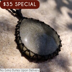 Gold Obsidian Necklace, Protection Necklace, Celestial Jewelry, Gold Sheen Obsidian Pendant, Witch Jewelry, Witchy Gift, Leo Zodiac Necklace