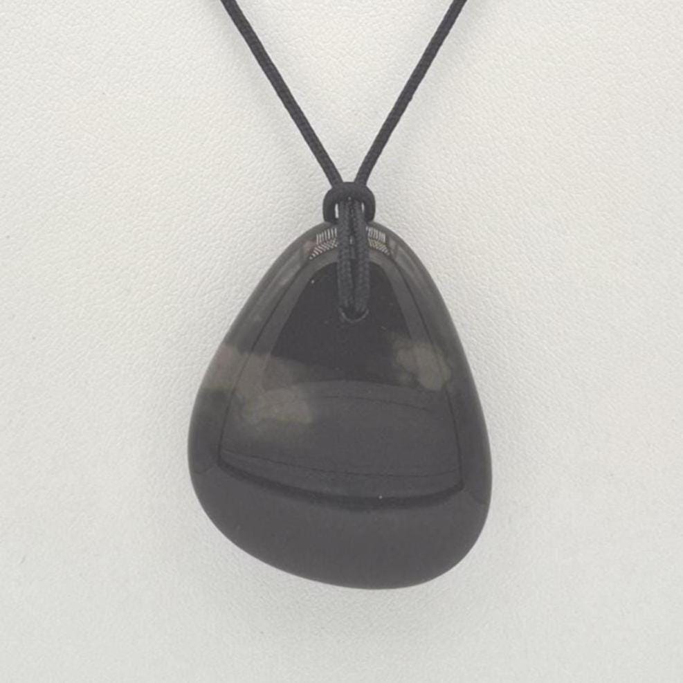 Gold Sheen Obsidian Pendant Necklace, Free Shipping (26476), Golden Sheen Obsidian Pendant, Adjustable Black Cord, Pendantlady