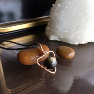 Handmade Golden Obsidian Pendant Necklace, Minimalist Gift