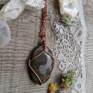 large sheen obsidian crystal pendant, golden sheen obsidian necklace, sheen obsidian crystal, crystal pendant in solid copper, natural cryst