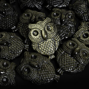 Natural Golden Sheen Obsidian Owl Pendant- Hand Carved Bird Shape Obsidian StatueTop Drilled Gemstone Pendant