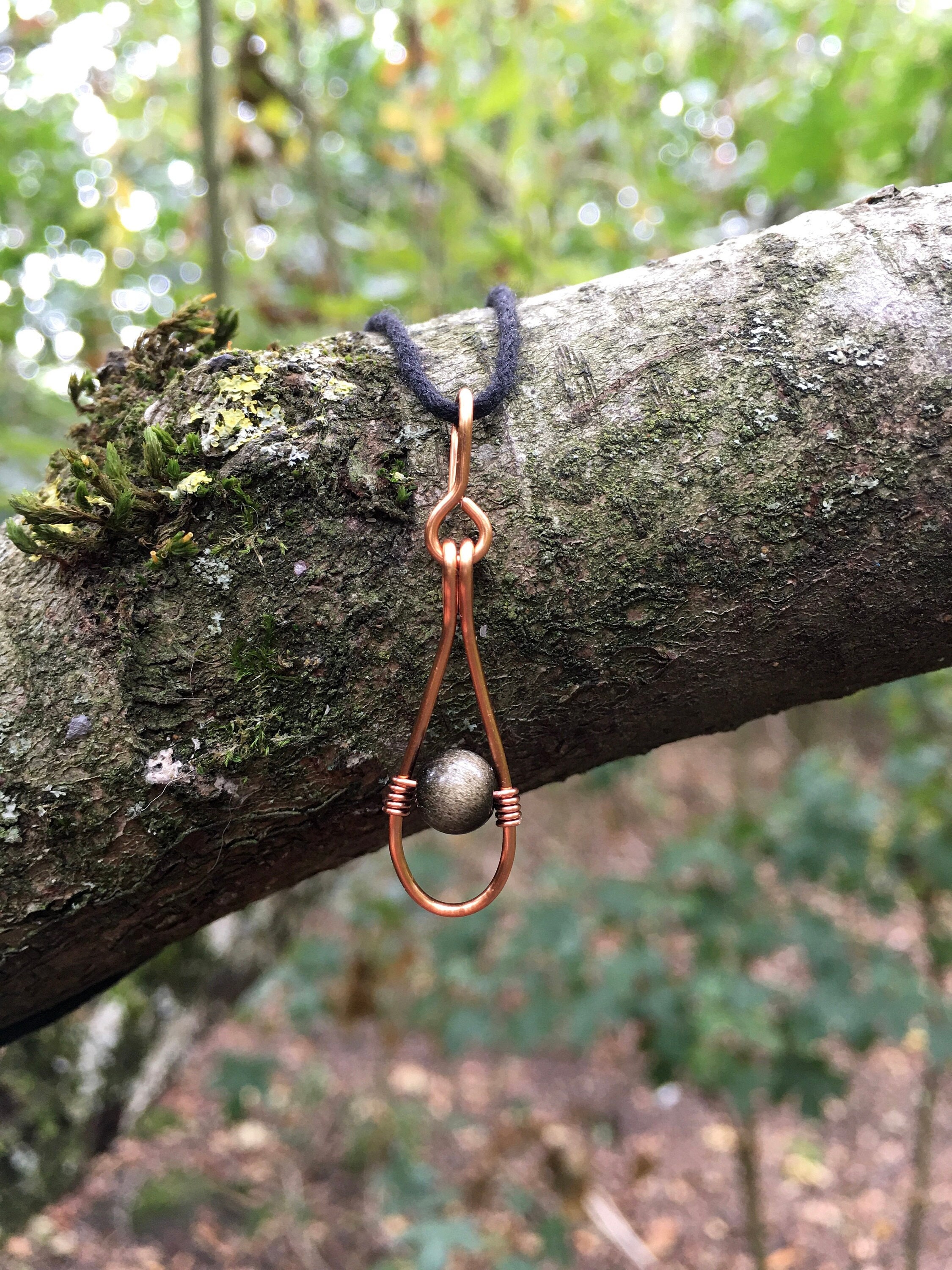 Golden Obsidian Pendant Necklace, Minimalist Style