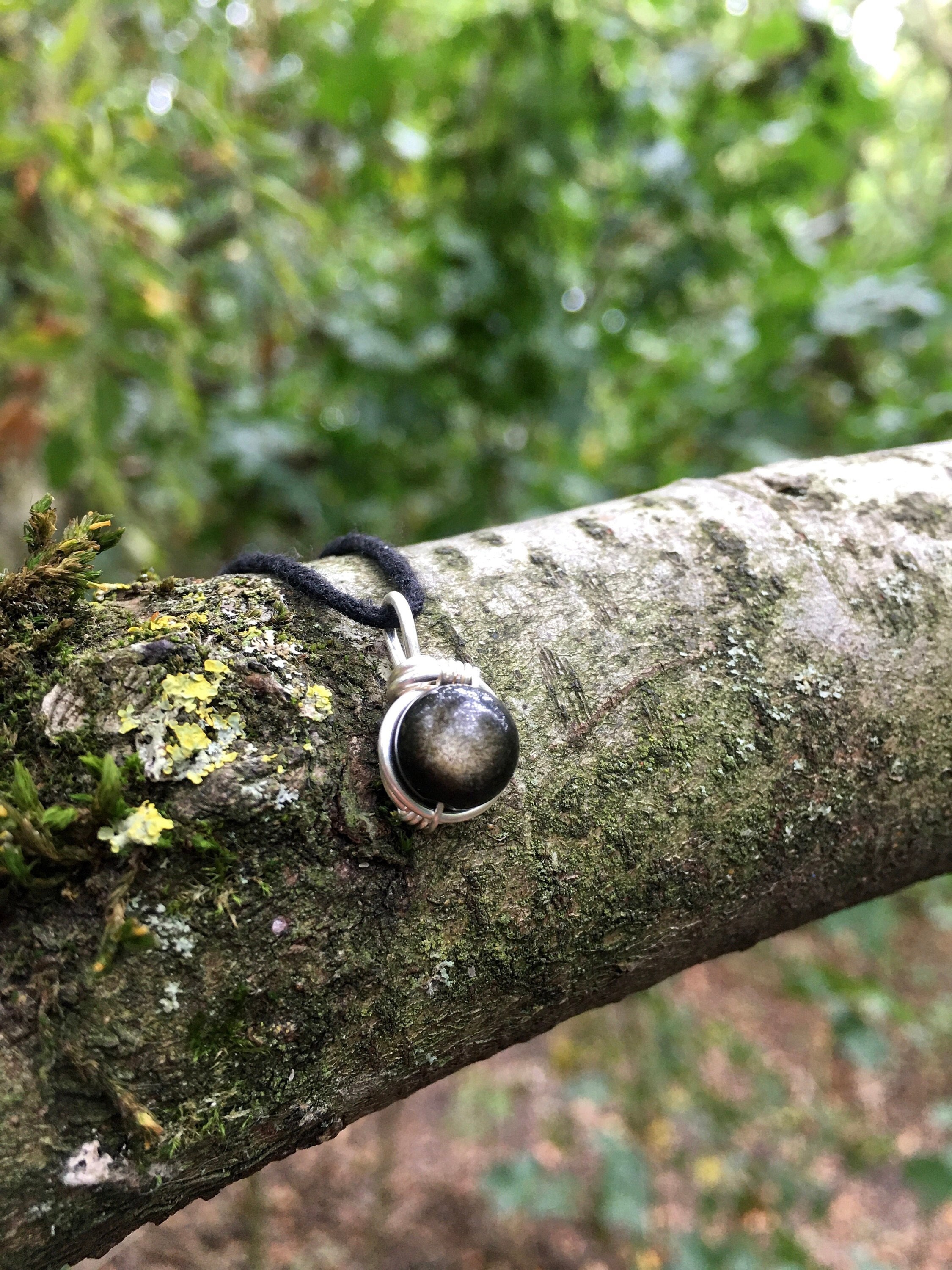 Golden Obsidian Necklace: Minimalist Jewelry, Jewellery Gifts, Pendants