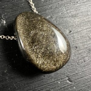 Golden Sheen Obsidian Pendant, Side Drilled Drop-shape Gemstone
