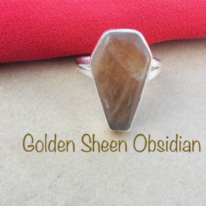 Designer Golden Sheen Obsidian Coffin Ring In Shine Ring, Golden Coffin, Artisan Ring, Dainty Ring, Coffin Shape, Stack Ring, Gift For Her