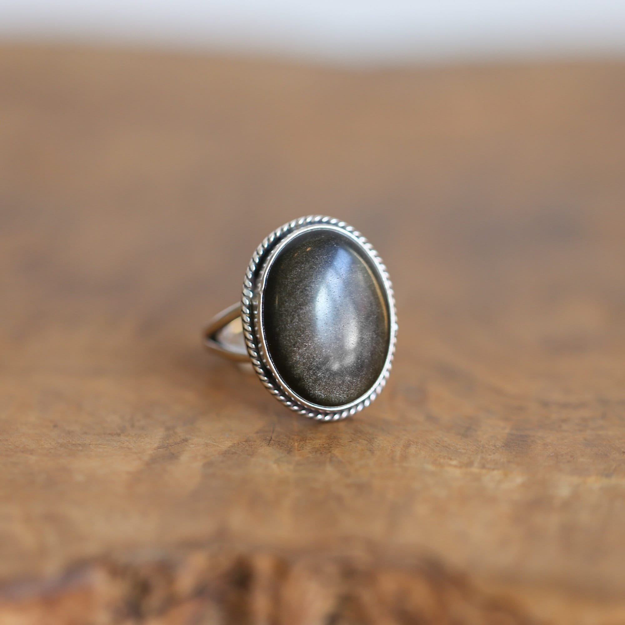 Golden Obsidian Sterling Silver Ring – Boho Statement Jewelry Golden Obsidian Sterling Silver Ring – Boho Statement Jewelry