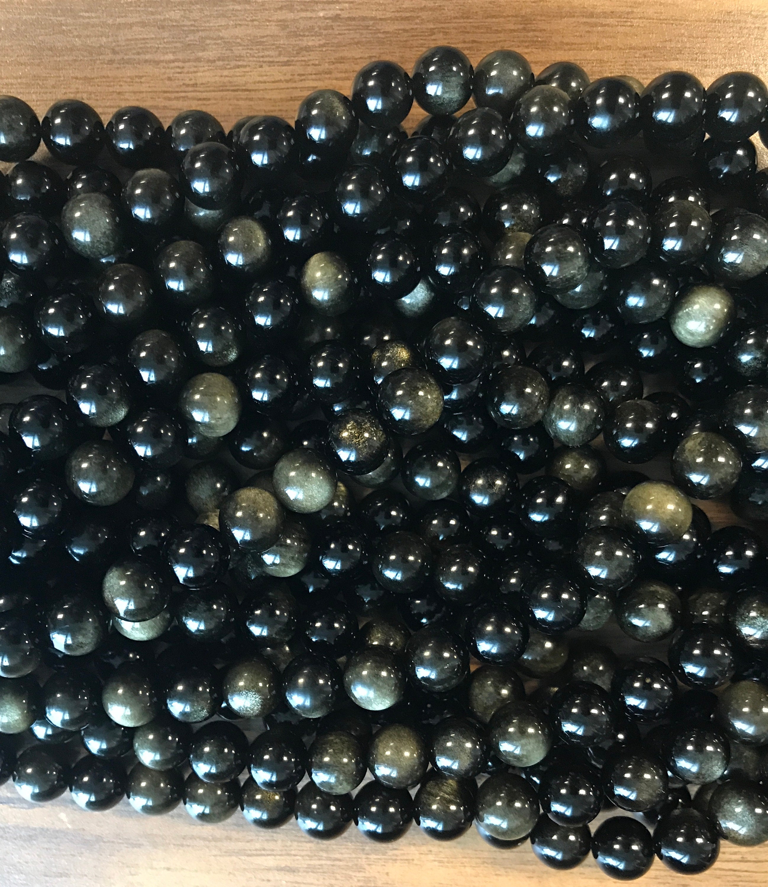 Golden Obsidian 6mm 8mm 10mm 12mm 14mm Round Gemstone Beads--15.5"