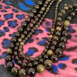 Golden Obsidian Round Beads 4, 6, 8mm / Natural Beads /Black gold beads  / Natural Gemstone beads